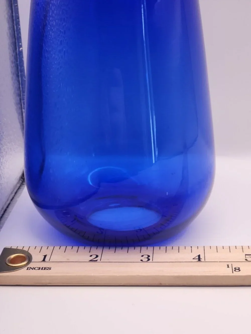 Vintage Cobalt Blue Blown Gorgeous Label Glass Vase • Blue Decor • Vintage Vases